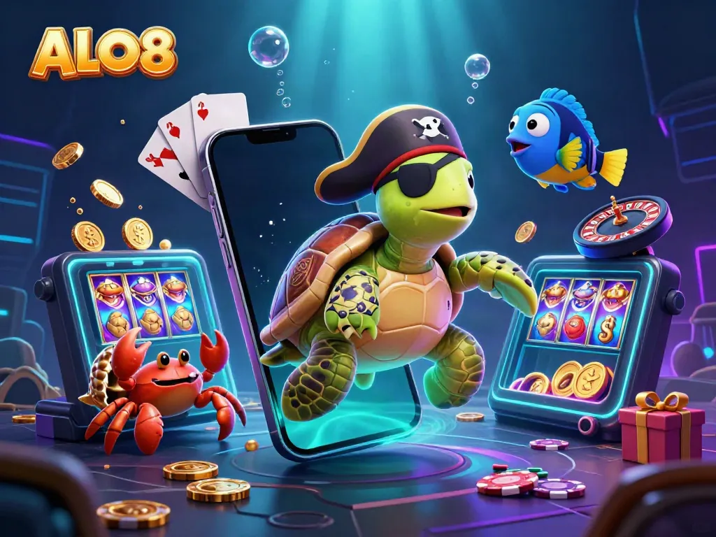 Engage with ALO8's exciting gaming adventure featuring vibrant characters and dynamic casino elements.