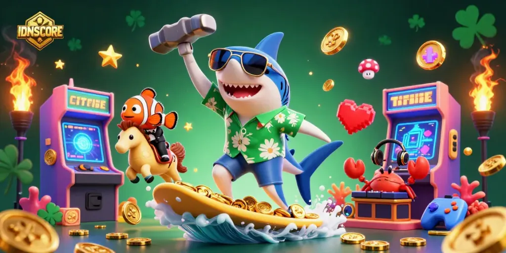 Engage in thrilling gameplay with IDNSCORE, showcasing vibrant casino scenes and winning potential.