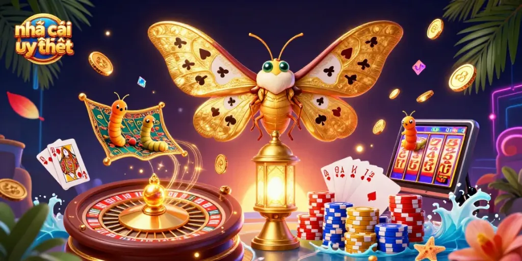 Experience exciting gaming at Nhà cái uy tín with vibrant casino visuals and playful 3D creatures.