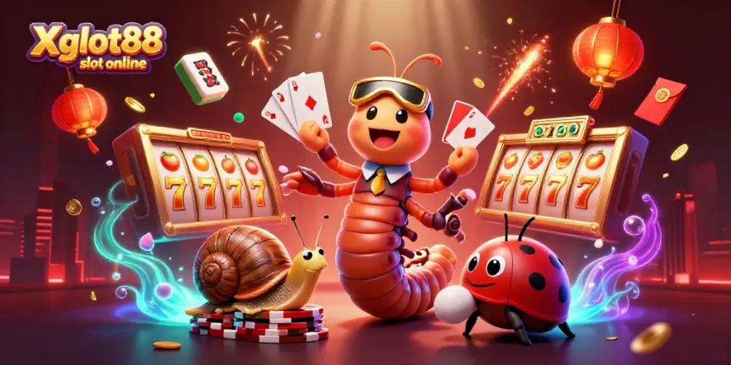 Menangkan variasi permainan dengan Xgslot88 slot online, dikelilingi karakter yang menarik dan simbol keberuntungan