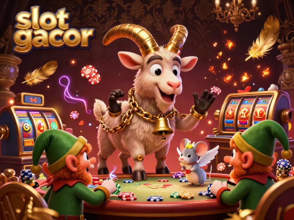 Experience the thrill of 'slot gacor' in a lively casino scene with playful characters and exciting elements.