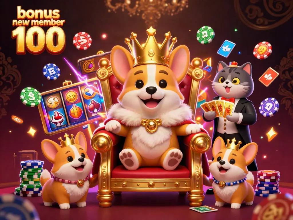 Engage in thrilling gameplay with bonus new member 100 in an electric casino scene featuring vibrant slot machines.