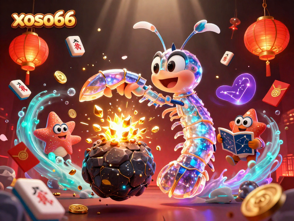 xoso66 launches into action with galactic samurai and starfish navigating the casino cosmos.