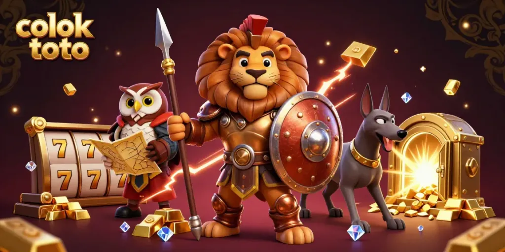 Join the excitement at colok toto with our thrilling gaming scene featuring vibrant characters and treasures.