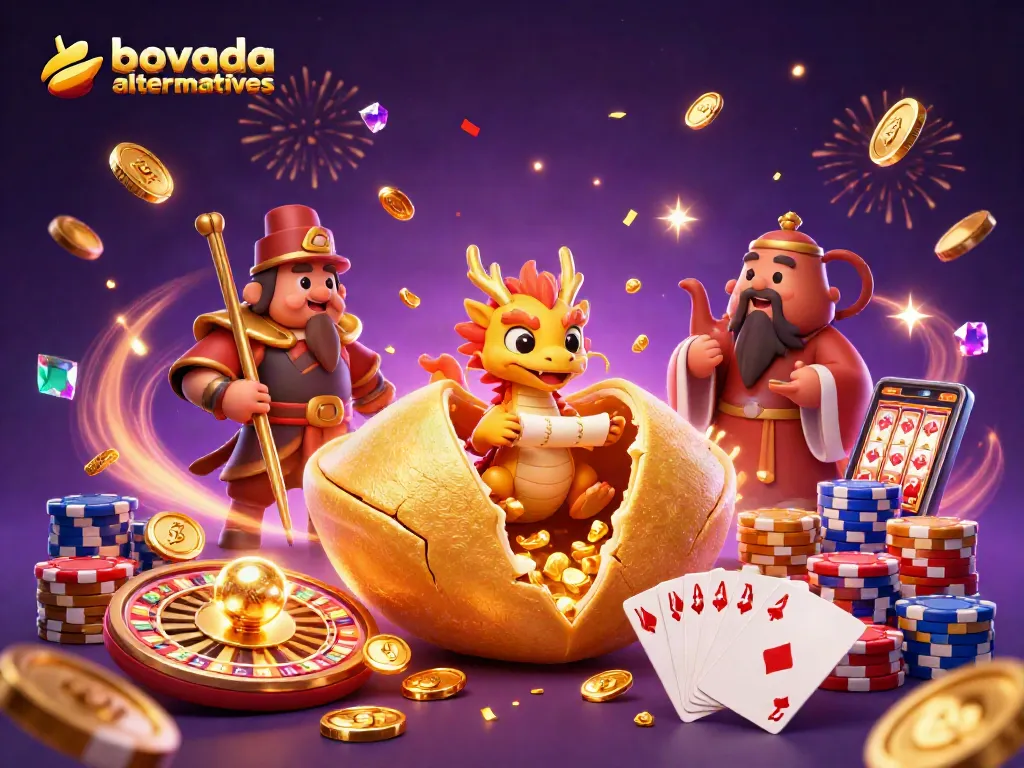 Experience thrilling bovada alternatives with a vibrant, dynamic casino-themed illustration.