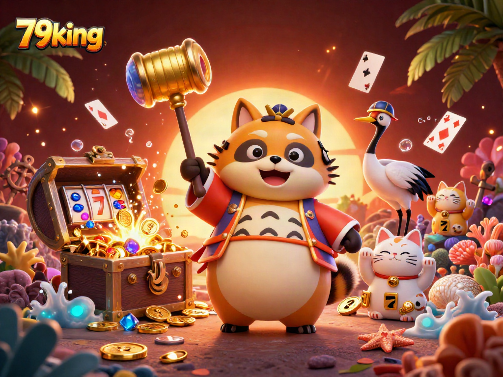 Engage in thrilling 79king action with a vibrant casino scene featuring colorful characters and exciting game elements.