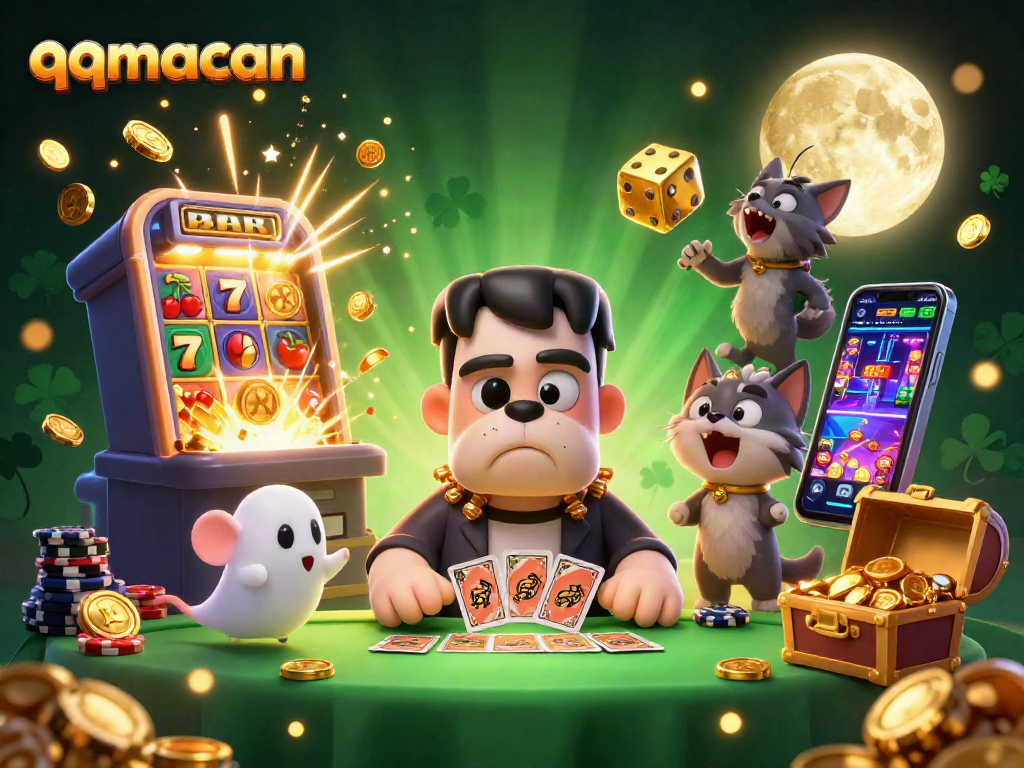 Menangkan permainan slot di qqmacan dengan ilustrasi kasino yang menghidupkan suasana.
