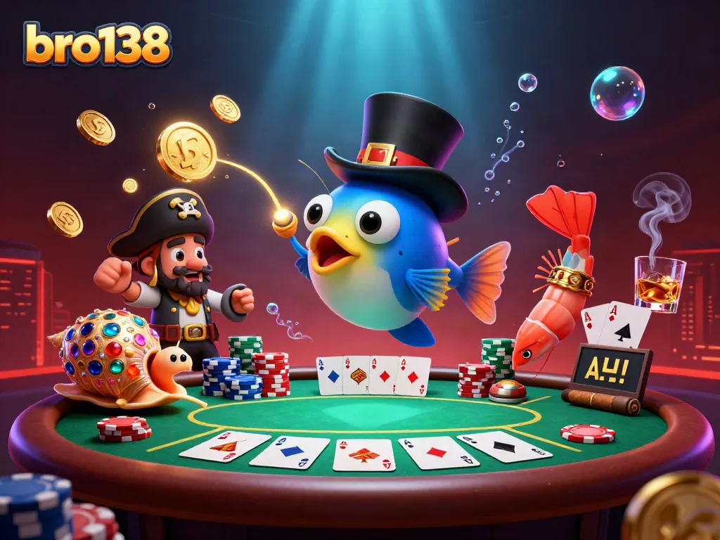 Experience thrilling gameplay with bro138's dynamic gambling scene featuring vibrant characters and poker elements.