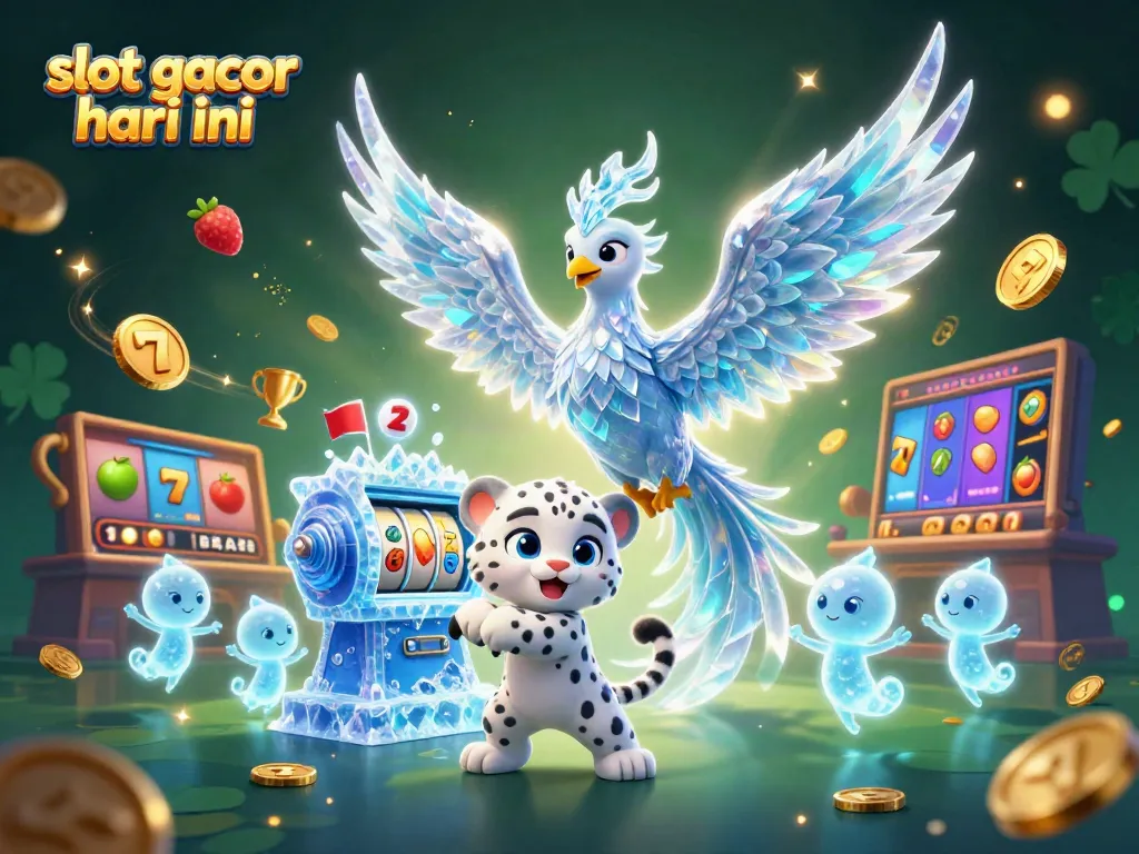 Experience exhilarating wins with slot gacor hari ini featuring an ice phoenix, snow leopard cub, and vibrant slot symbols.