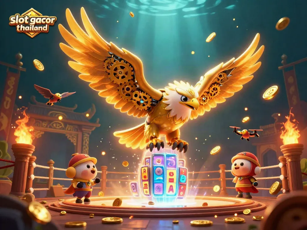 Experience the thrill of slot gacor thailand with this dynamic 3D casino illustration showcasing vibrant elements.