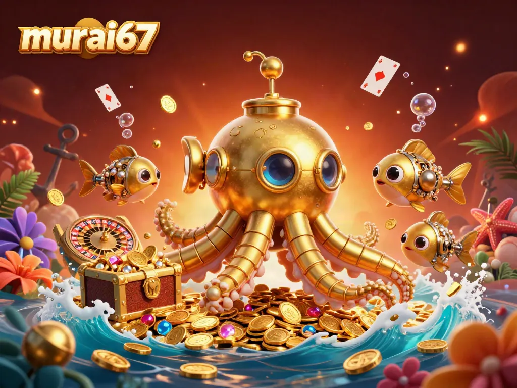 Murai67 engages players with a thrilling experience featuring golden kraken submarine and casino elements.