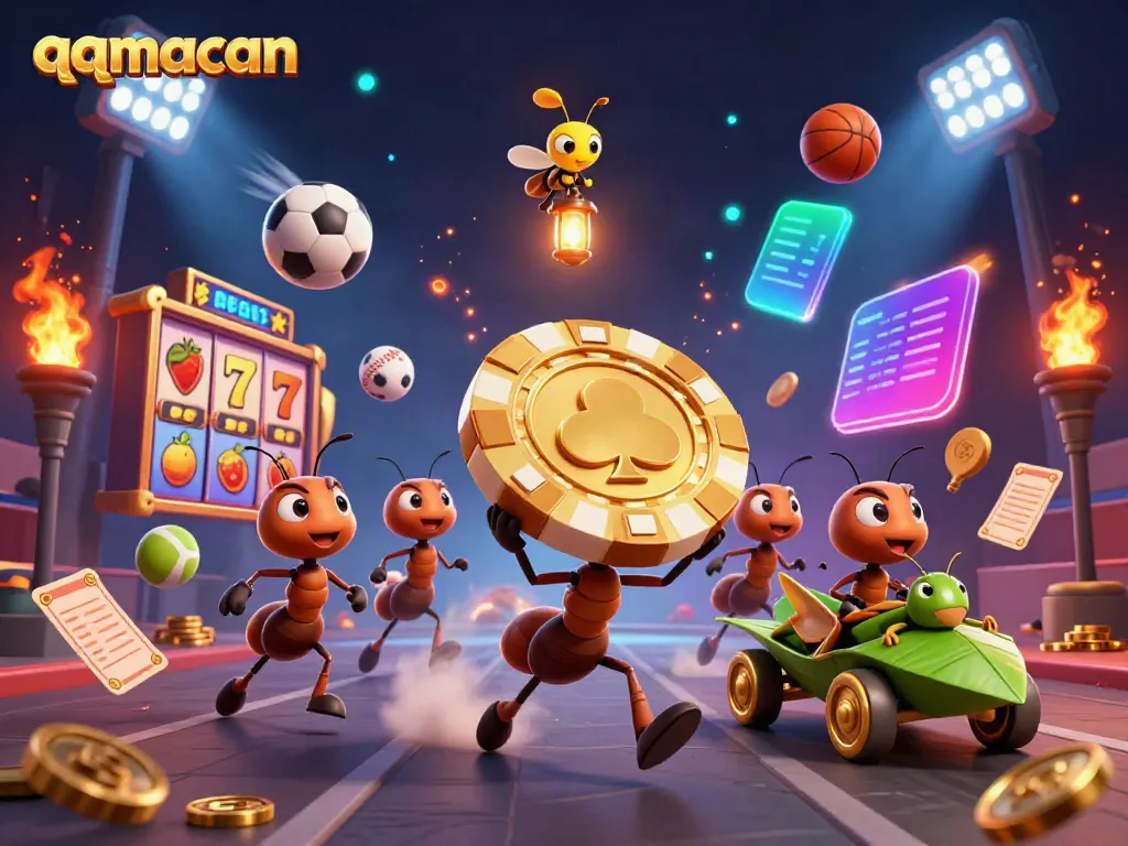 Discover thrilling gameplay with qqmacan as cartoon ants conduct a heist for a giant poker chip.