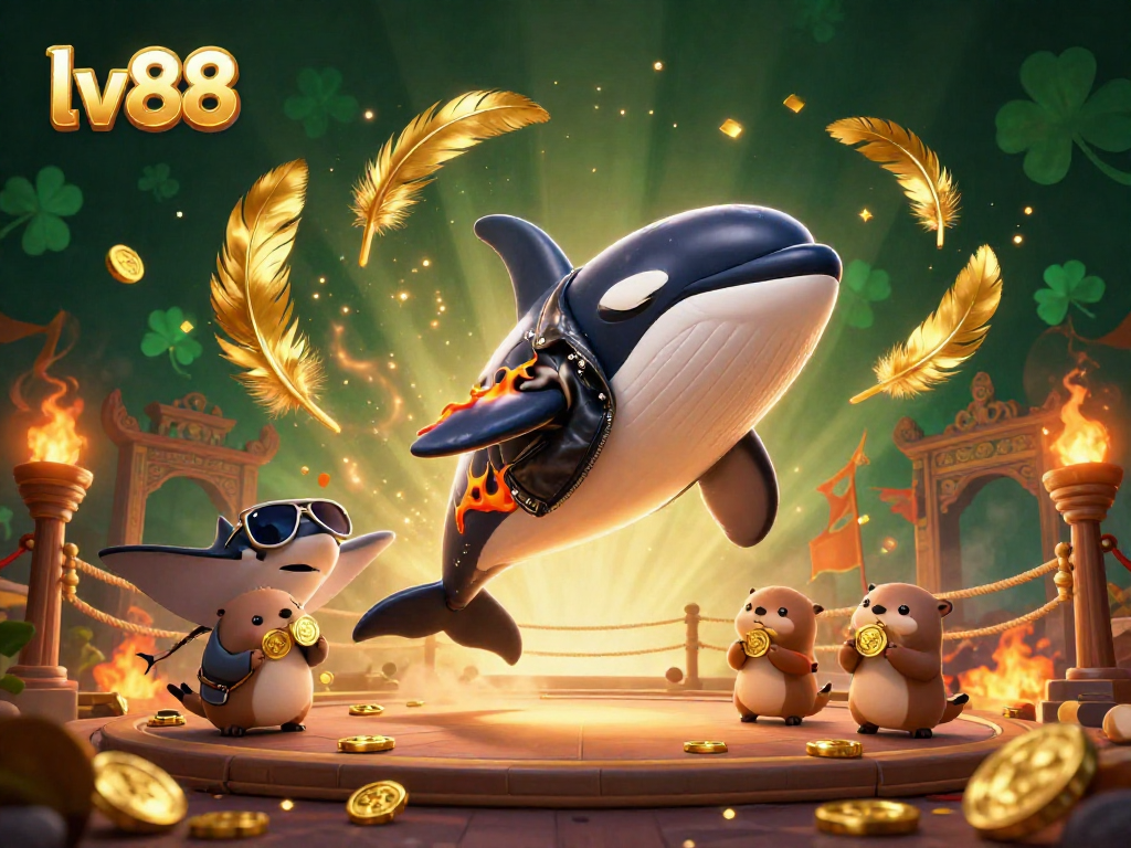 Experience thrilling games at lv88 with a vibrant casino scene featuring playful ocean characters and gold coins.