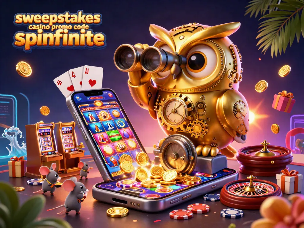 Engage with the exciting sweepstakes casino promo code spinfinite scene showcasing dynamic gaming elements and vibrant illustrations.