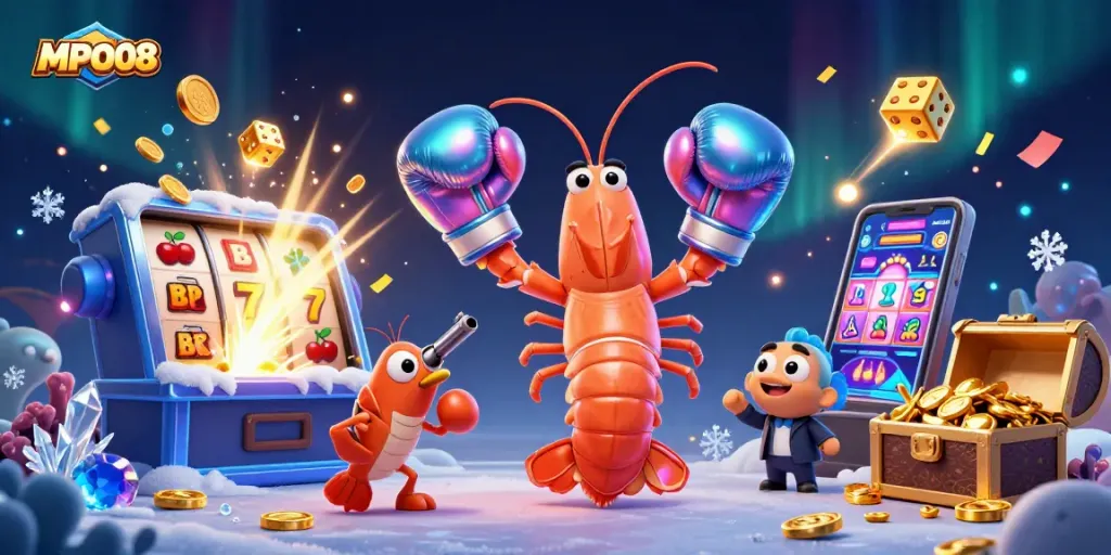 MPO08 showcases a thrilling casino scene with vibrant gambling elements and animated sea creatures.