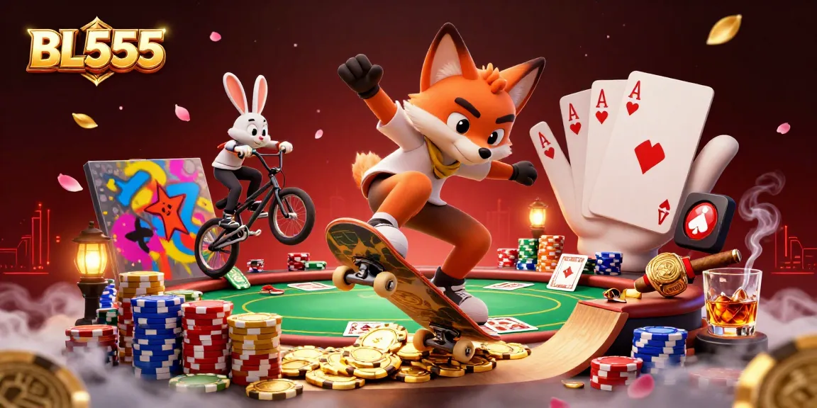 Engage in thrilling games at BL555 while witnessing action-packed antics with gaming characters.