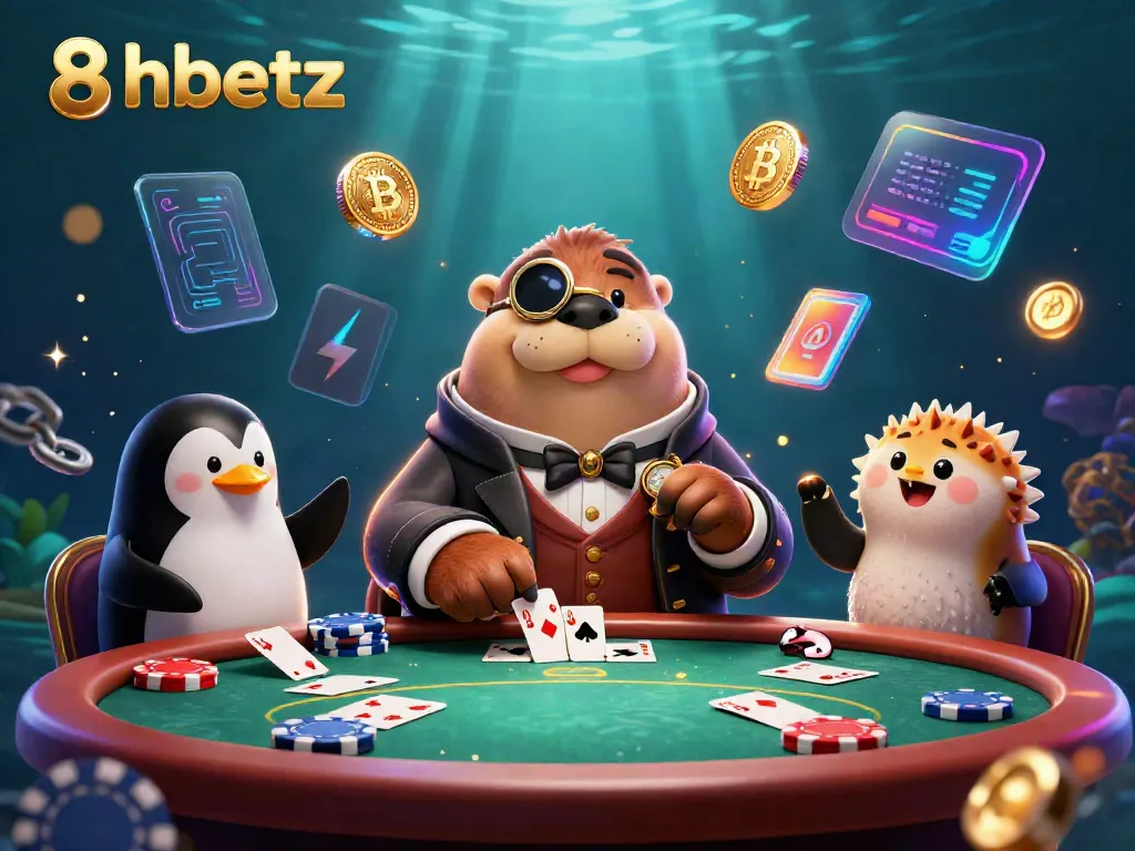 Experience thrilling poker action at 8xbetz with cartoon characters in a vibrant underwater scene.