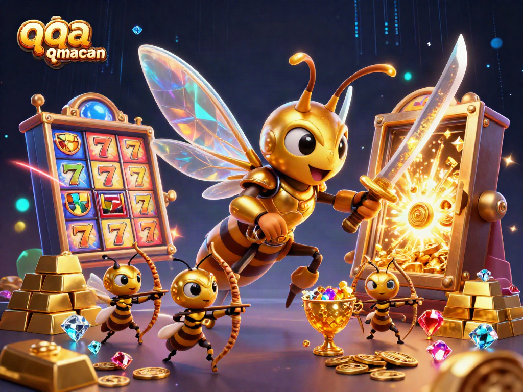 Engage with qqmacan's vibrant casino experience featuring golden treasures and dynamic game elements.