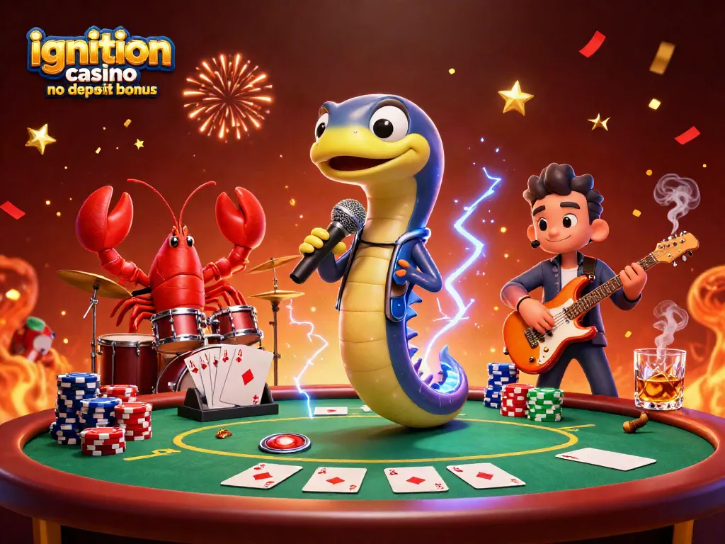 Experience the excitement of ignition casino no deposit bonus with lively characters and colorful casino elements.