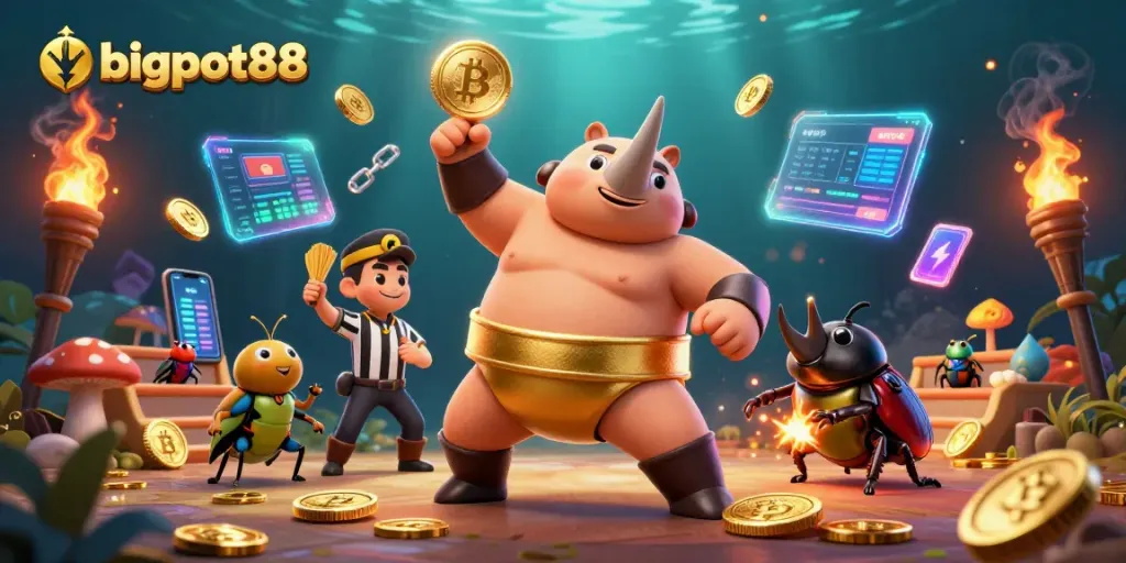 bigpot88 menghadirkan kejuaraan sumo serangga dengan koin emas, memperlihatkan aksi mendebarkan di kasino online.