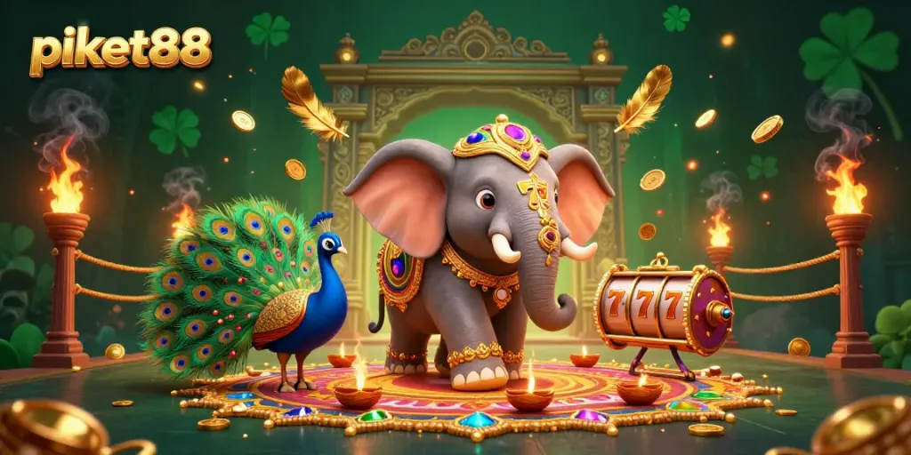 Experience winning opportunities with piket88 in a vibrant 3D casino-themed illustration.
