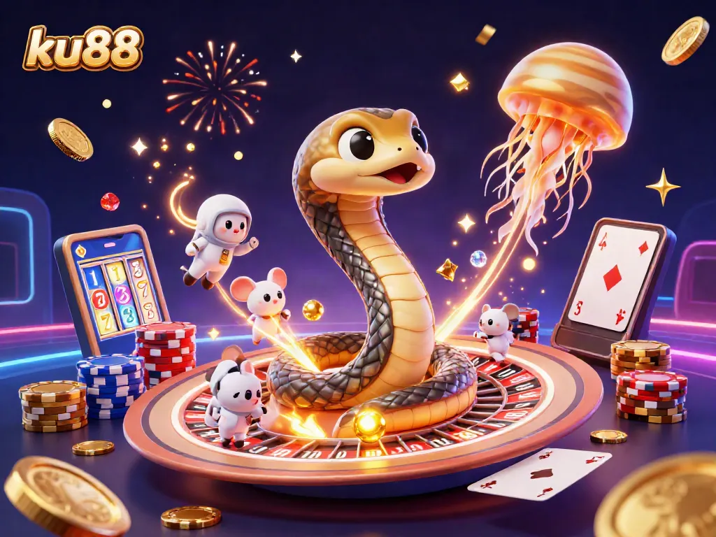 Engage in thrilling bets at ku88's cosmic casino with imaginative characters and vibrant elements.
