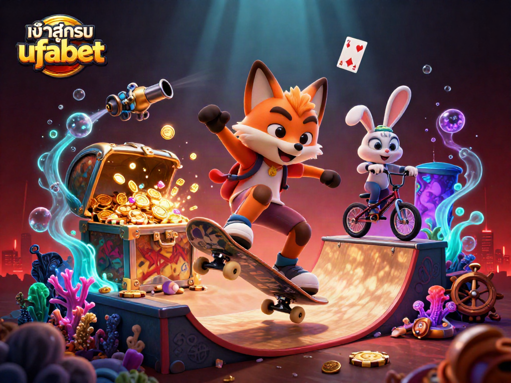 Experience excitement with เข้าสู่ระบบ ufabet in this vibrant casino-themed 3D illustration.
